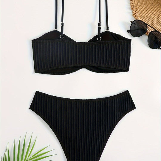 Damen Bikini Set mit elegantem Rüschen-Detail und modischen Kettenakzenten R&B