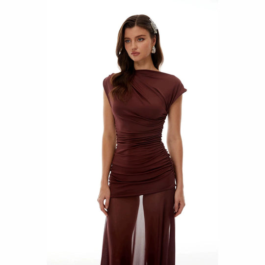 Damen Elegantes Wickelkleid mit Rüschendetails R&B