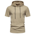 Herren Kurzarmkapuzenpullover mit strukturiertem Design