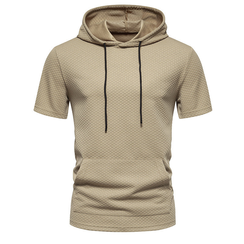 Herren Kurzarmkapuzenpullover mit strukturiertem Design