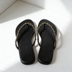 Damen Zehentrenner-Sandalen mit luxuriösem Kettenakzent und komfortablem Fußbett R&B