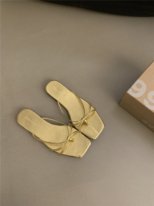 Damen elegante Riemchen-Sandalen mit flachem Absatz R&B