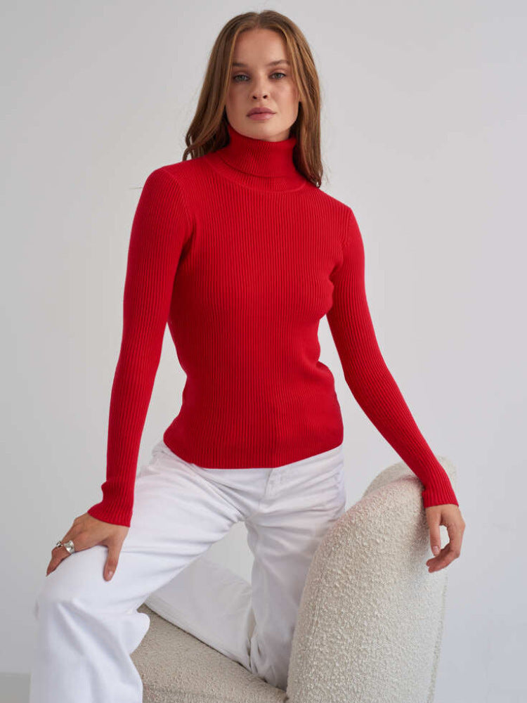 Damen Rollkragenpullover mit geripptem Design und lässigem Schnitt R&B
