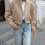 Damen sportliche cropped Jacke mit praktischen Taschen und hochwertigem Material R&B