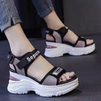 Damen Sportliche Plateau-Sandalen mit verstellbaren Riemen und gepolsterter Sohle R&B