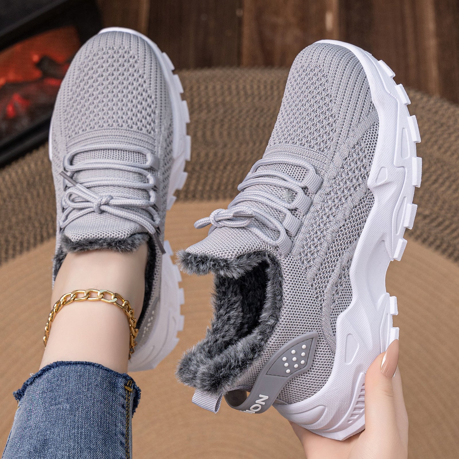 Damen Sportliche Sneaker mit kuscheligem Innenfutter R&B