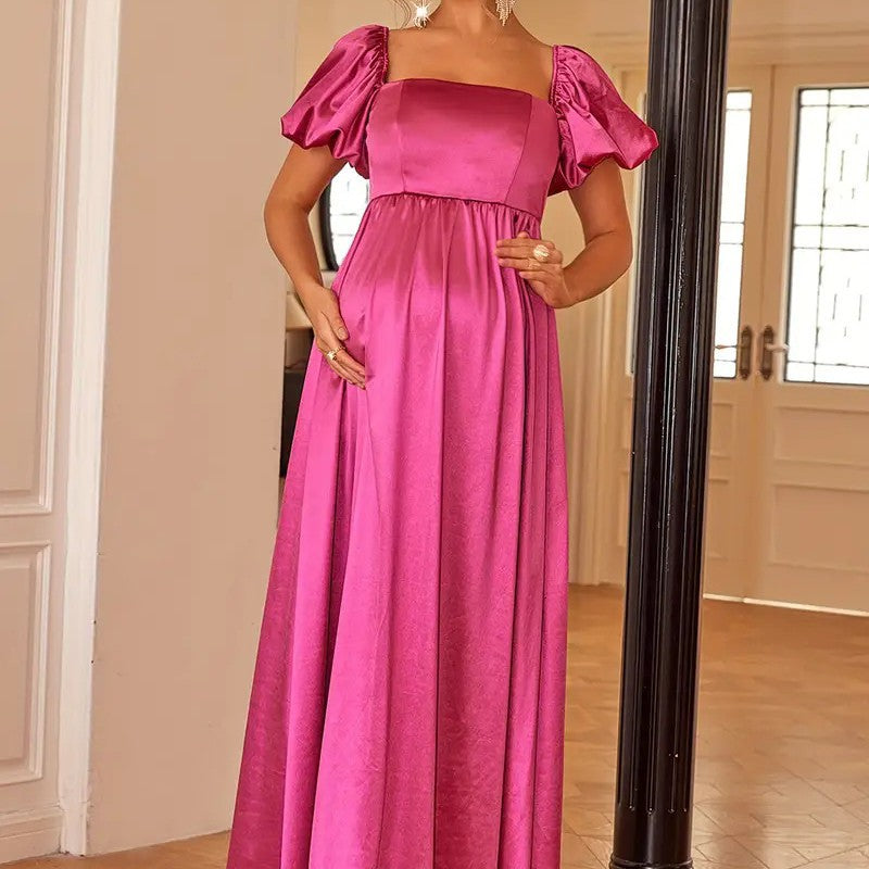 Damen Maxikleid mit Puffärmeln