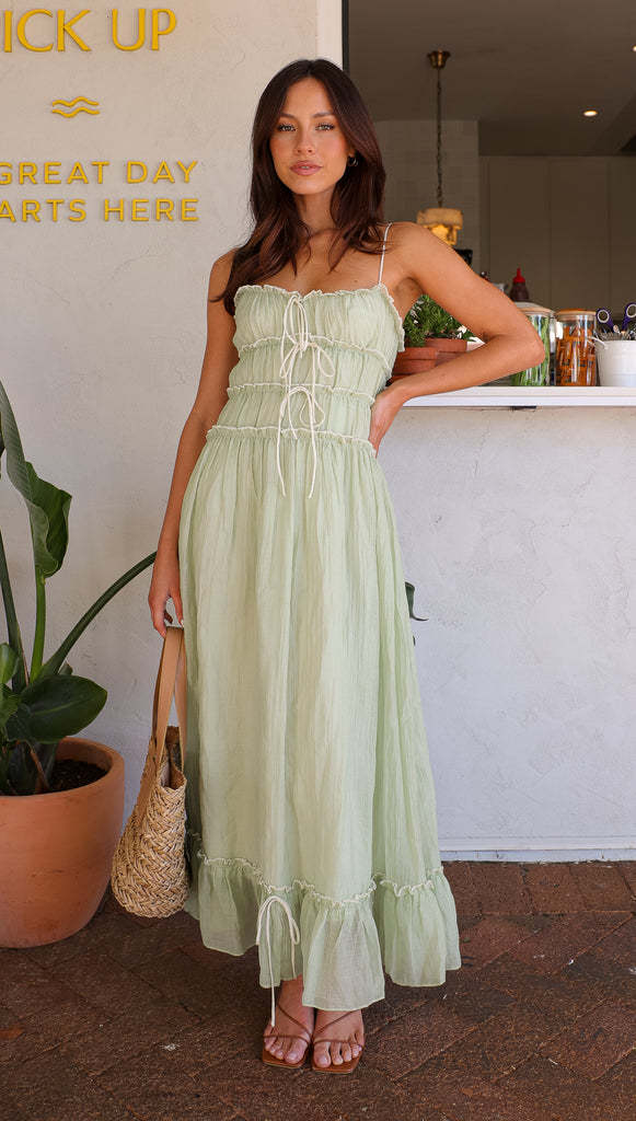Damen Maxikleid mit Rüschendetails und verstellbaren Trägern R&B