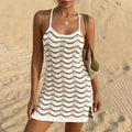 Damen Häkel-Strandkleid mit wellenförmigem Design und verstellbaren Trägern R&B
