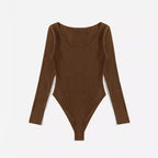 Damen Langarm-Bodysuit aus strukturierter Baumwolle R&B