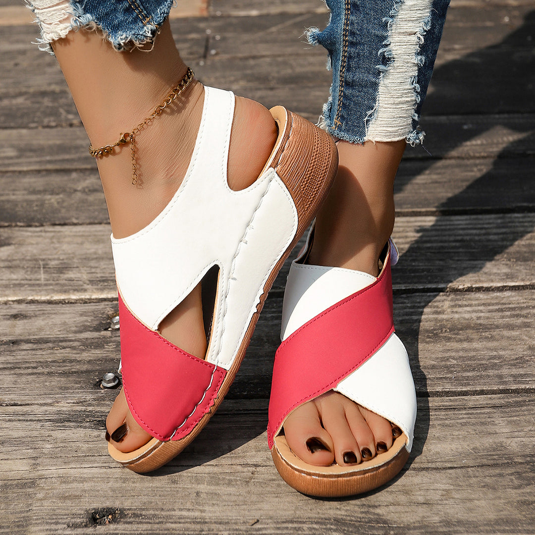 Damen Wedge-Pantoletten mit elegantem Kreuzriemen und rutschfester Sohle R&B