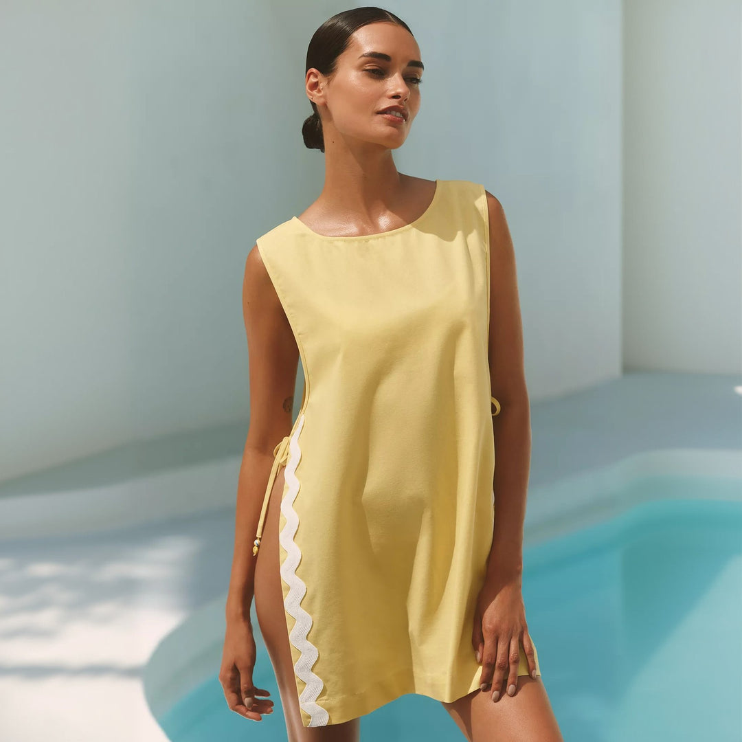 Damen lässiges Sommerkleid mit seitlichen Bindebändern R&B