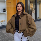 Damen Oversized Utility-Jacke mit strukturiertem Design und praktischen Taschen R&B