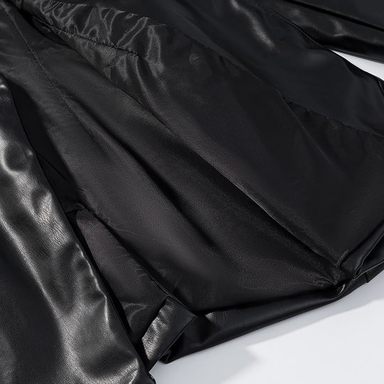 Damen elegante Longblazer aus hochwertigem Kunstleder R&B