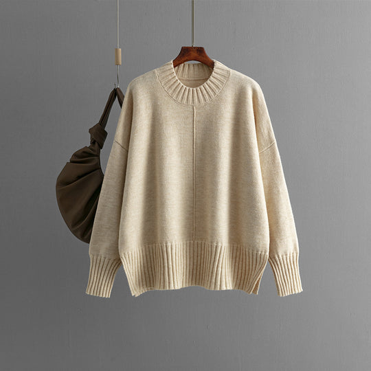 Damen Oversized Strickpullover mit Rippenbund R&B