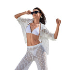 Damen luftige Häkel-Kimono Jacke R&B