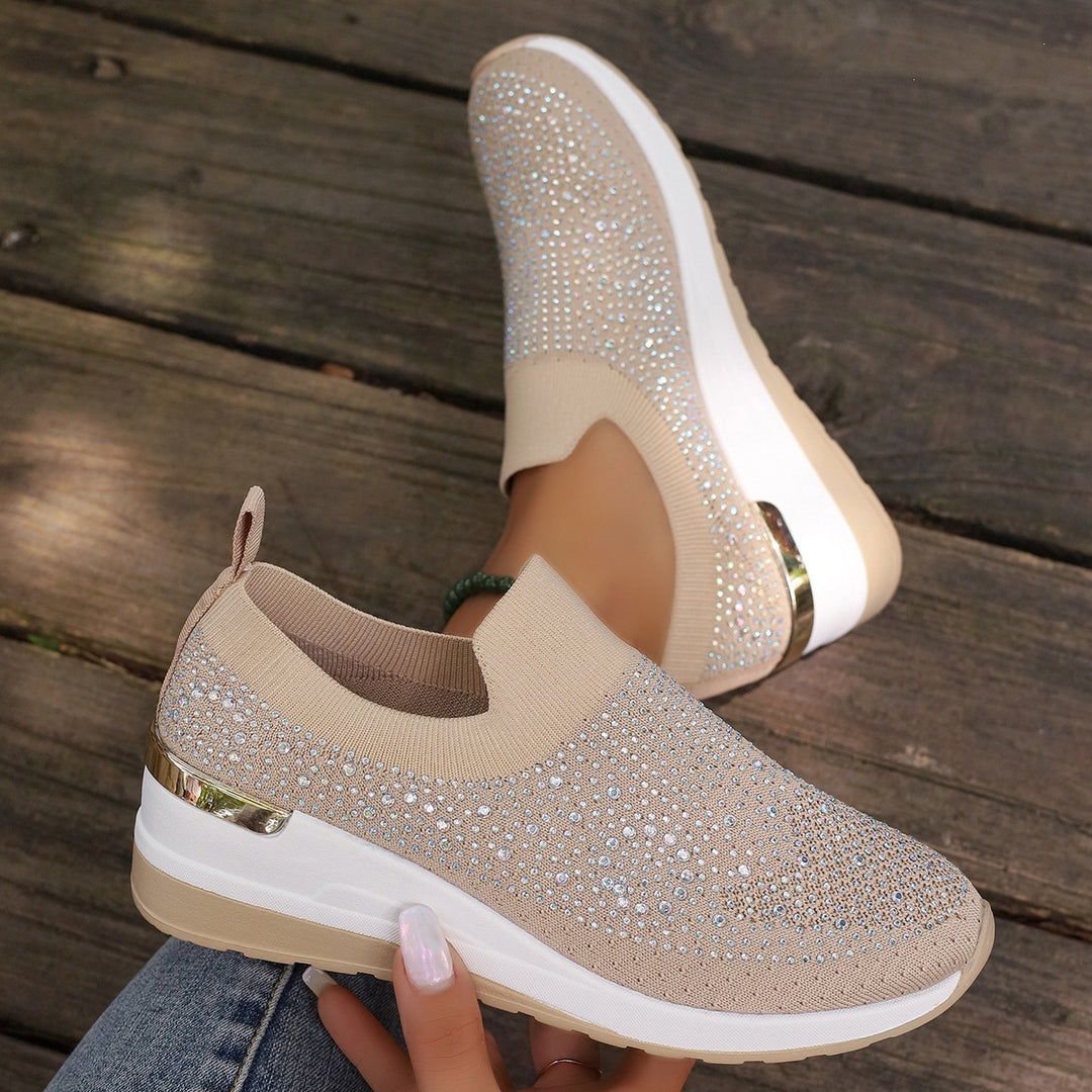 Damen modische Slip-On Sneakers mit Glitzer-Applikationen R&B