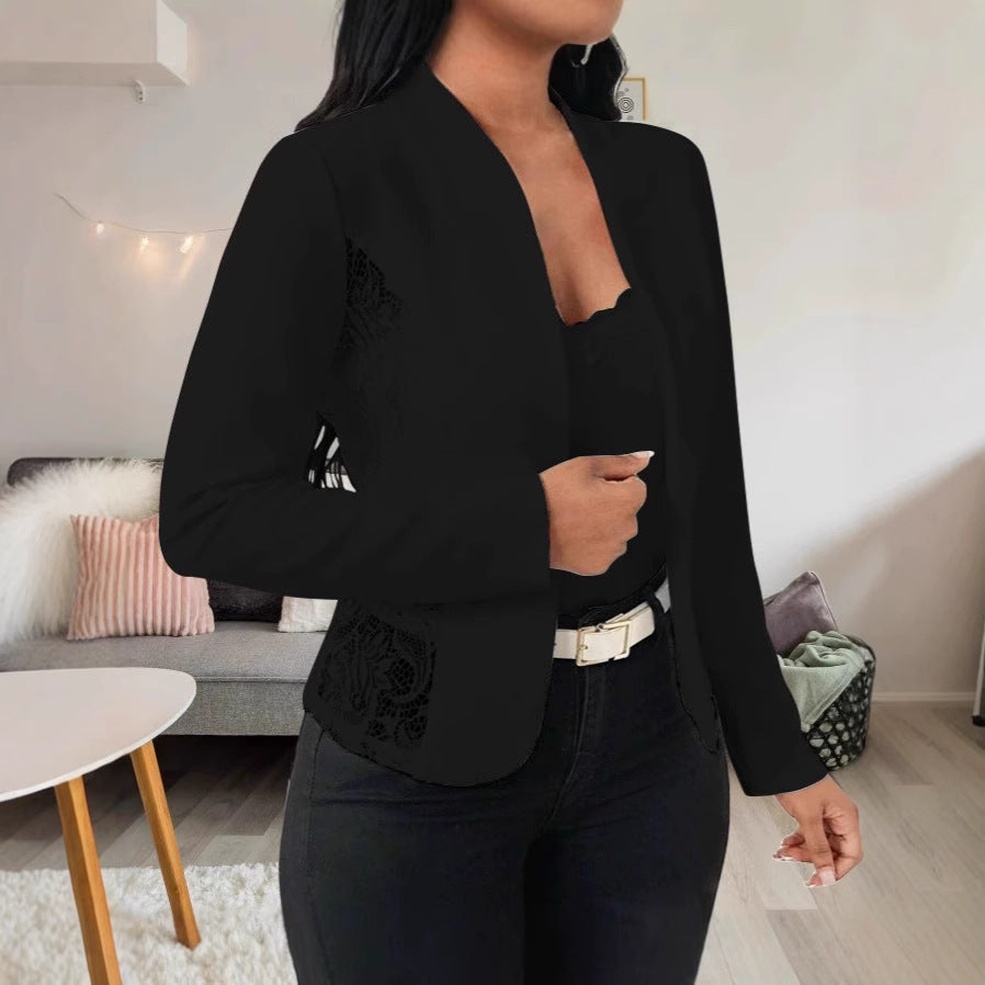 Damen elegante Blazerjacke mit Spitze und modernem Schnitt R&B