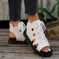 Damen trendige offene Schnürsandalen mit innovativem Cut-Out-Design R&B