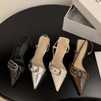 Damen Slingback-Pumps mit modischer Schnalle R&B