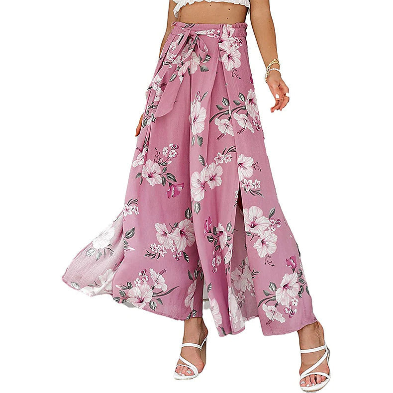 Damen Weite Palazzo-Hose mit floralem Design und elastischem Bund R&B