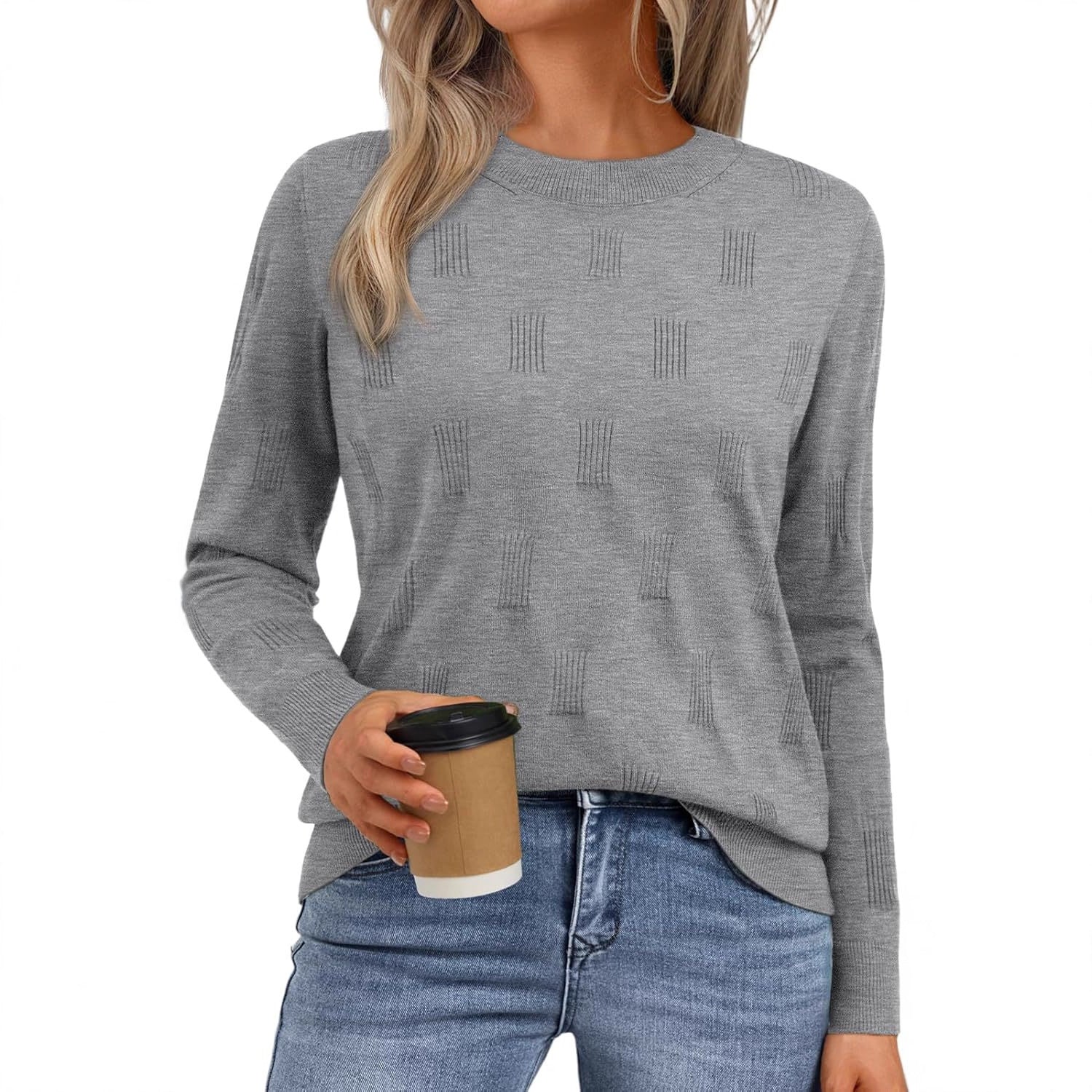 Damen Strickpullover mit strukturiertem Muster und lässigem Schnitt R&B