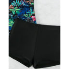 Damen Badeanzug-Set mit floralem Design und hohem Beinausschnitt R&B