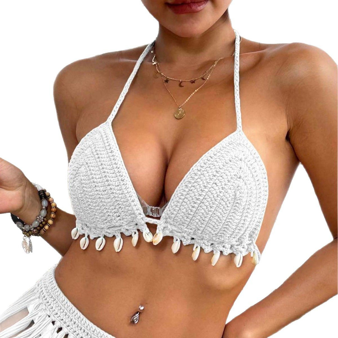 Damen gehäkelter Bikini-Oberteil mit Muschelverzierungen R&B