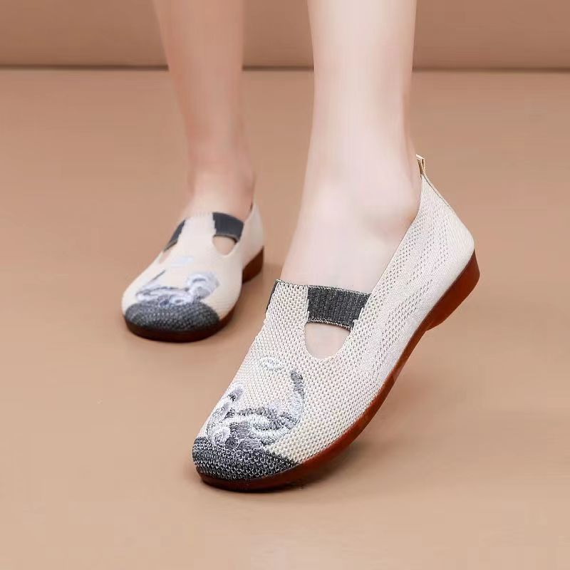Damen elegante und atmungsaktive Ballerinas mit floralem Muster