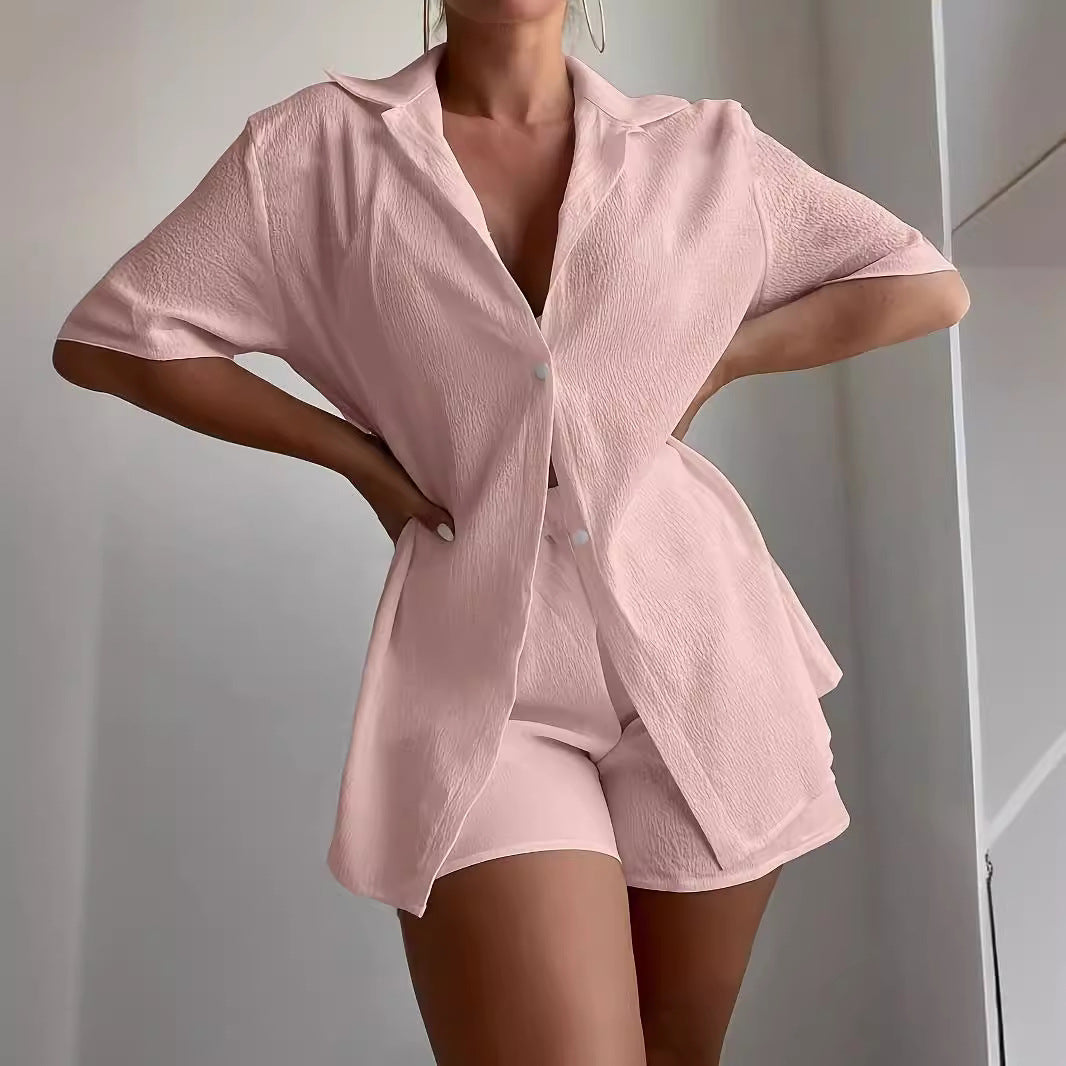 Damen Leichtes kurzärmliges Hemd mit strukturiertem Design