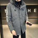 Herren modische Winterjacke mit praktischen Taschen und hohem Kragen