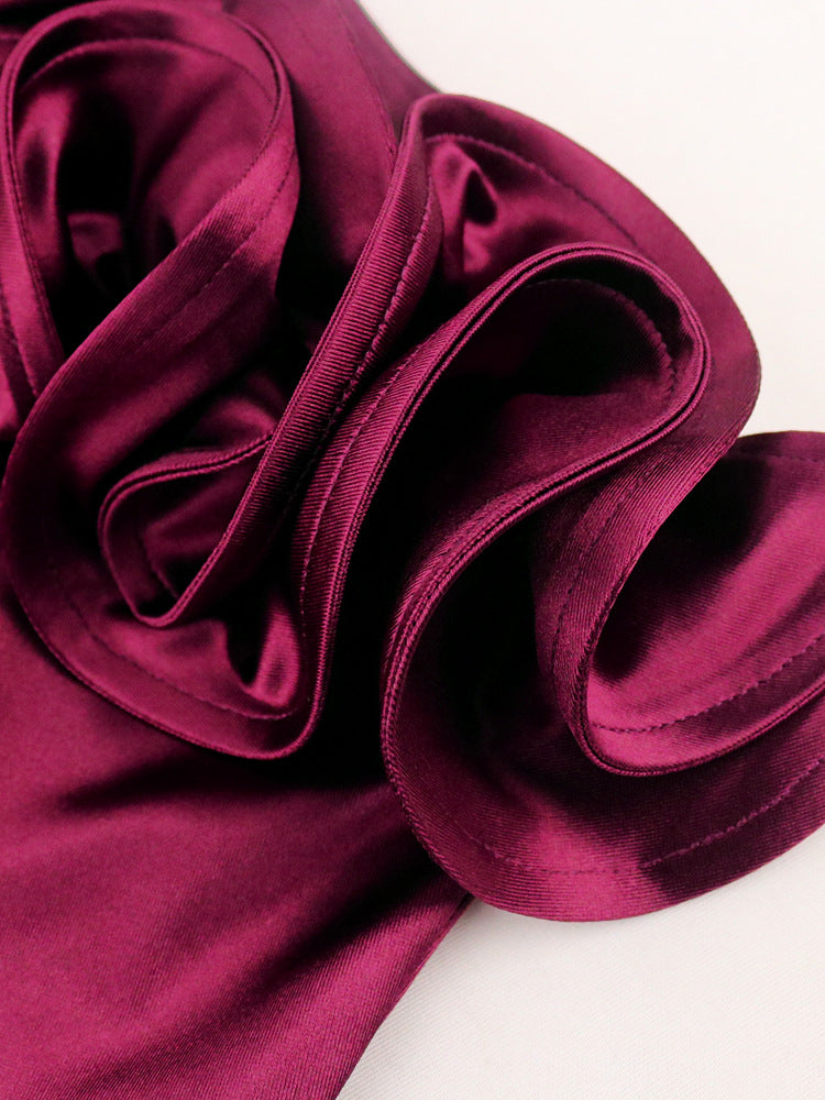 Damen schulterfreies Abendkleid mit voluminösen Rüschen R&B