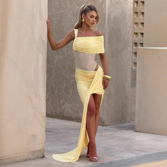 Damen Elegantes Wickelkleid mit asymmetrischem Schnitt und hohem Schlitz R&B