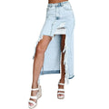 Damen Jeansrock mit asymmetrischem Schnitt und fransigen Details R&B