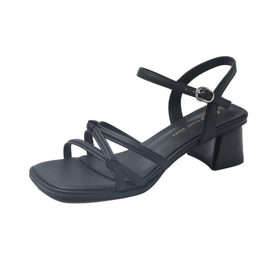 Damen elegante Sandalen mit verstellbarem Riemen und komfortablem Blockabsatz R&B