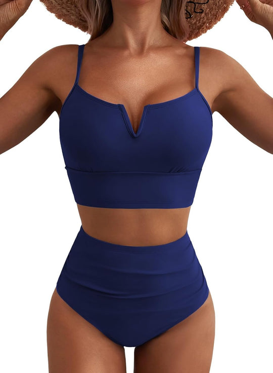 Damen Hochtailliertes Bikini-Set mit modernem V-Ausschnitt und angenehmer Passform R&B