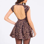 Damen verspieltes und figurbetontes Mini-Kleid mit Leopardenmuster R&B