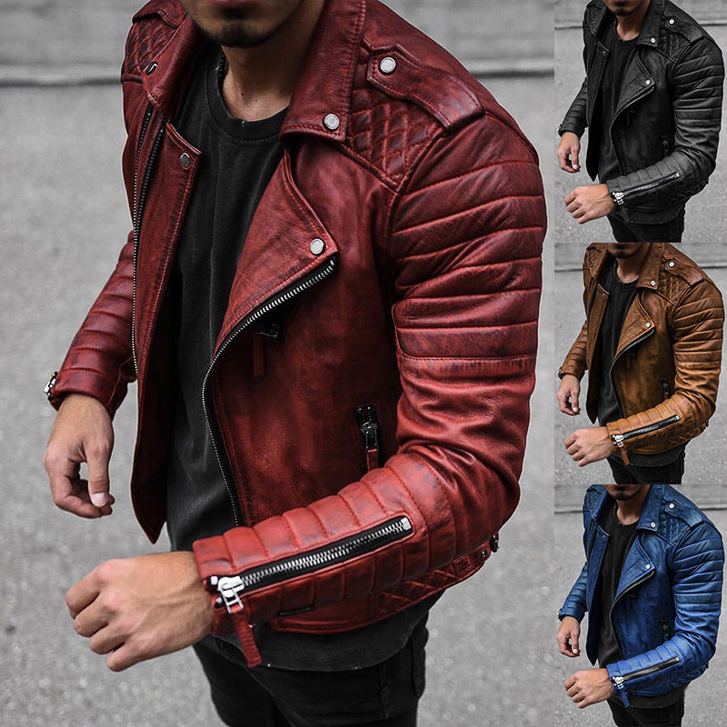 Herren Bikerjacke aus hochwertigem mit strukturiertem Design und praktischen Reißverschlüssen