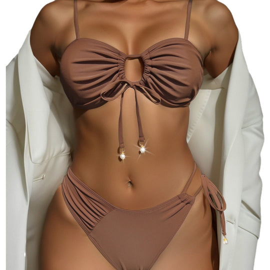 Damen Push-Up Bikini mit dekorativen Details und verstellbaren Trägern R&B