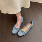 Damen Ballerinas aus hochwertigem Wildleder mit dekorativer Schleife R&B