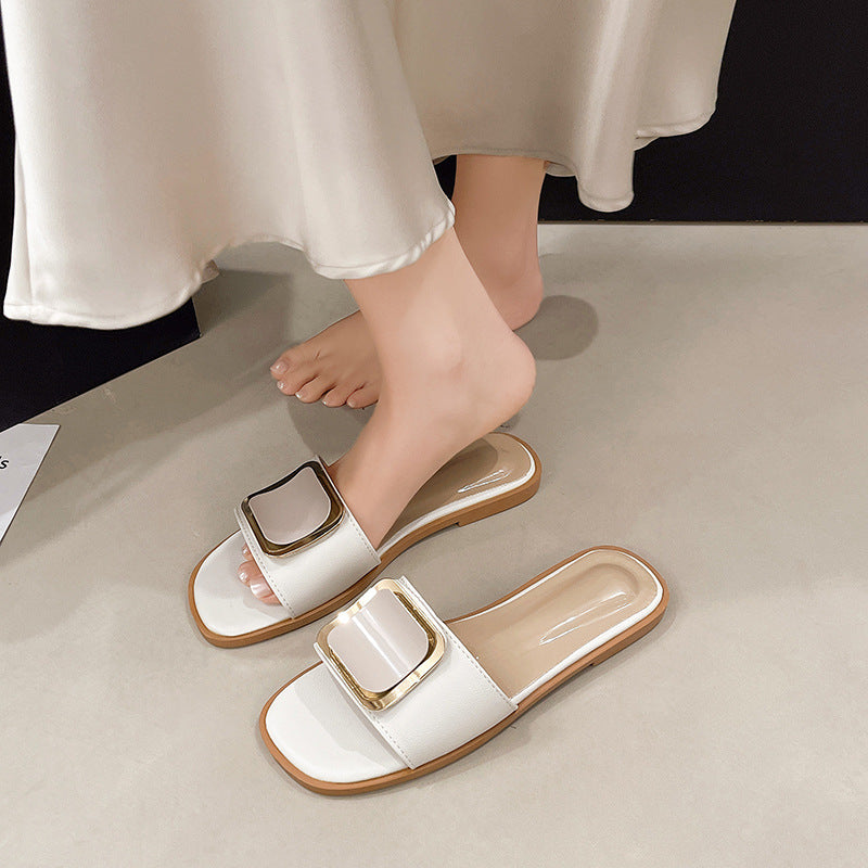 Damen Elegante Slipper mit glänzendem Schnallen-Detail R&B