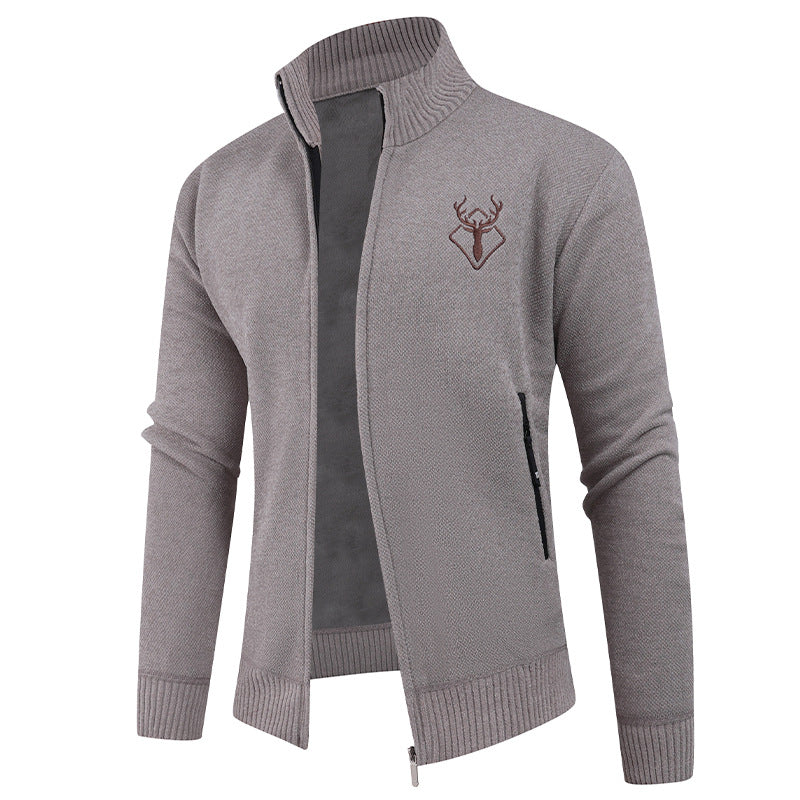 Herren Strickjacke mit hohem Kragen und praktischen Reißverschlusstaschen R&B