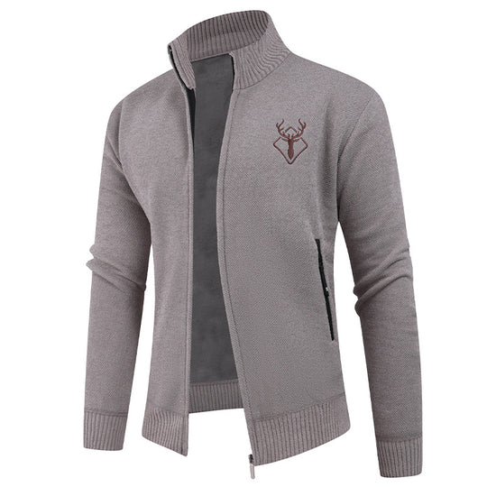 Herren Strickjacke mit hohem Kragen und praktischen Reißverschlusstaschen R&B
