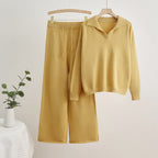 Damen gemütliches Strick-Loungewear-Set mit weit geschnittenem Pullover und Hose R&B