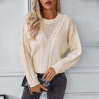 Damen Strickpullover mit modernem V-Ausschnitt und Zopfdesign
