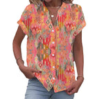 Damen Kurzarmbluse mit kunstvollem Ikat-Design R&B