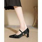 Damen elegante Mary Jane Pumps mit feinem Absatz und modischem Riemen