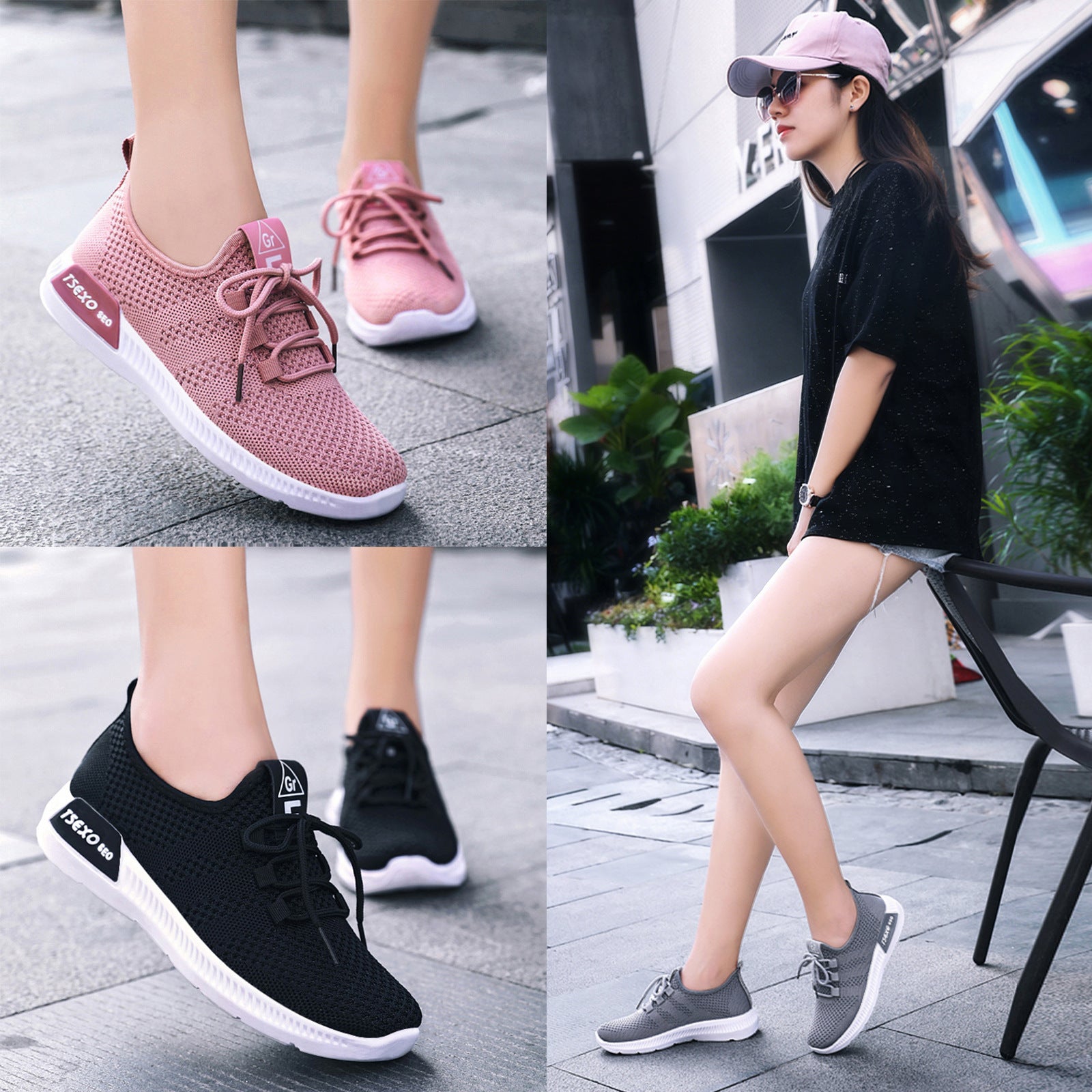 Damen Leichte und atmungsaktive Sneaker mit flexiblem Mesh-Obermaterial R&B