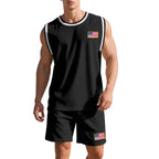 Herren Sportliches Trainingsset mit atmungsaktivem Mesh-GewR&Be und modernen Flaggen-Details R&B
