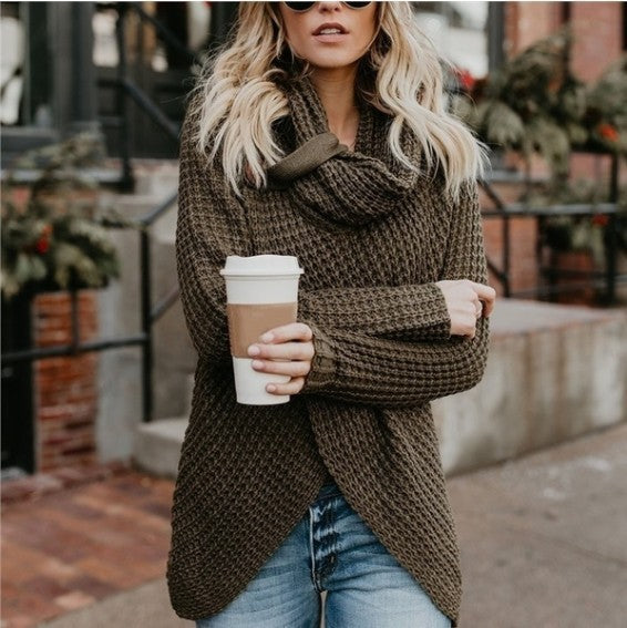 Damen Strickjacke mit asymmetrischem Verschluss und komfortablem Kragen R&B